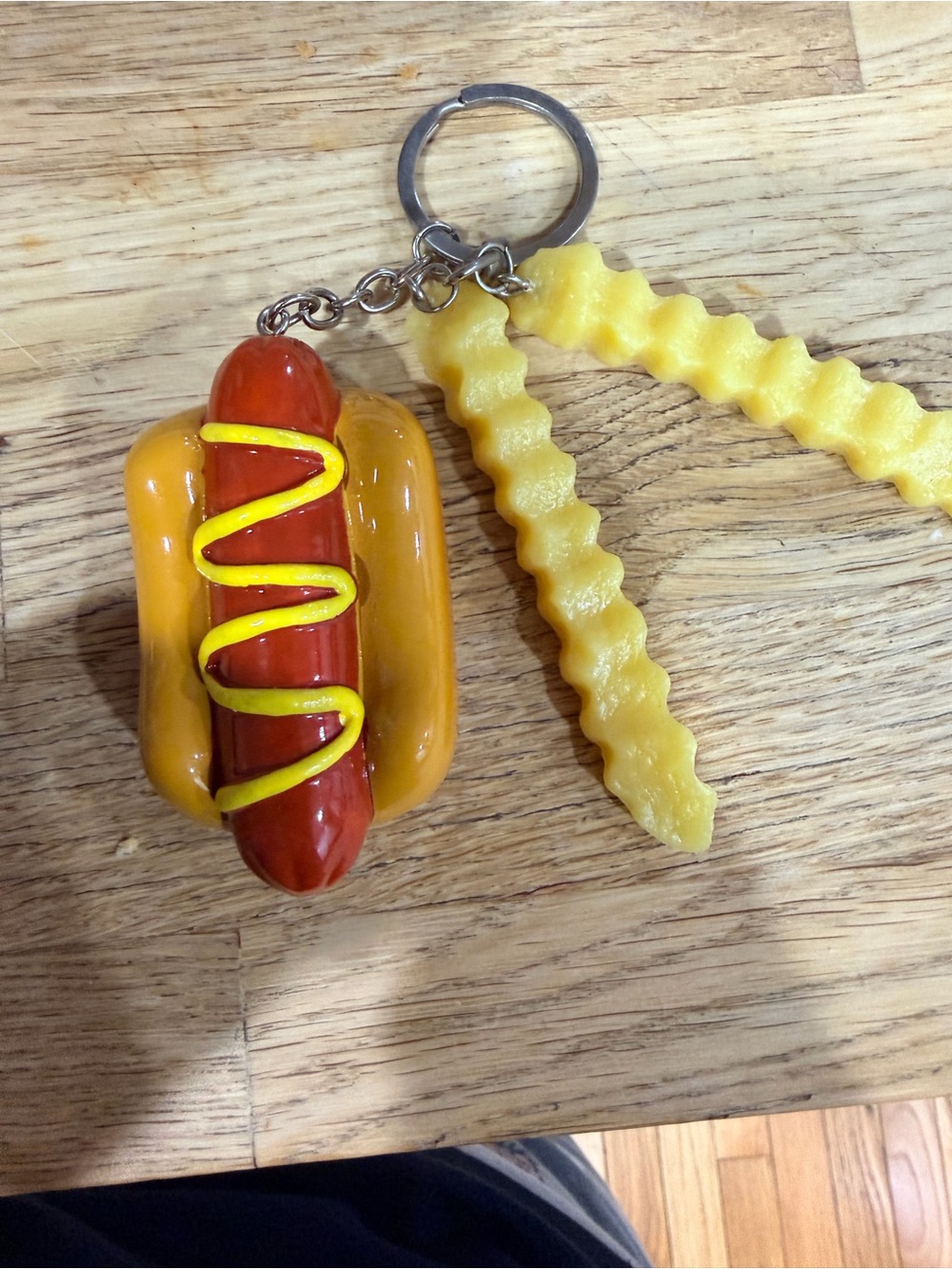 Urban Outfitters - Novelty Hot Dog & Fries Keychain - Yellow/Brown